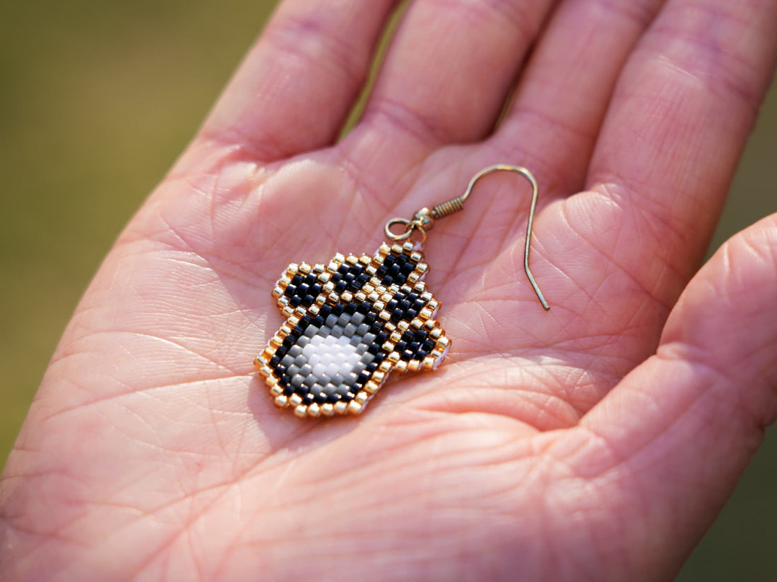 Handcrafted Bead Earring - Panda Paw-Panda Design