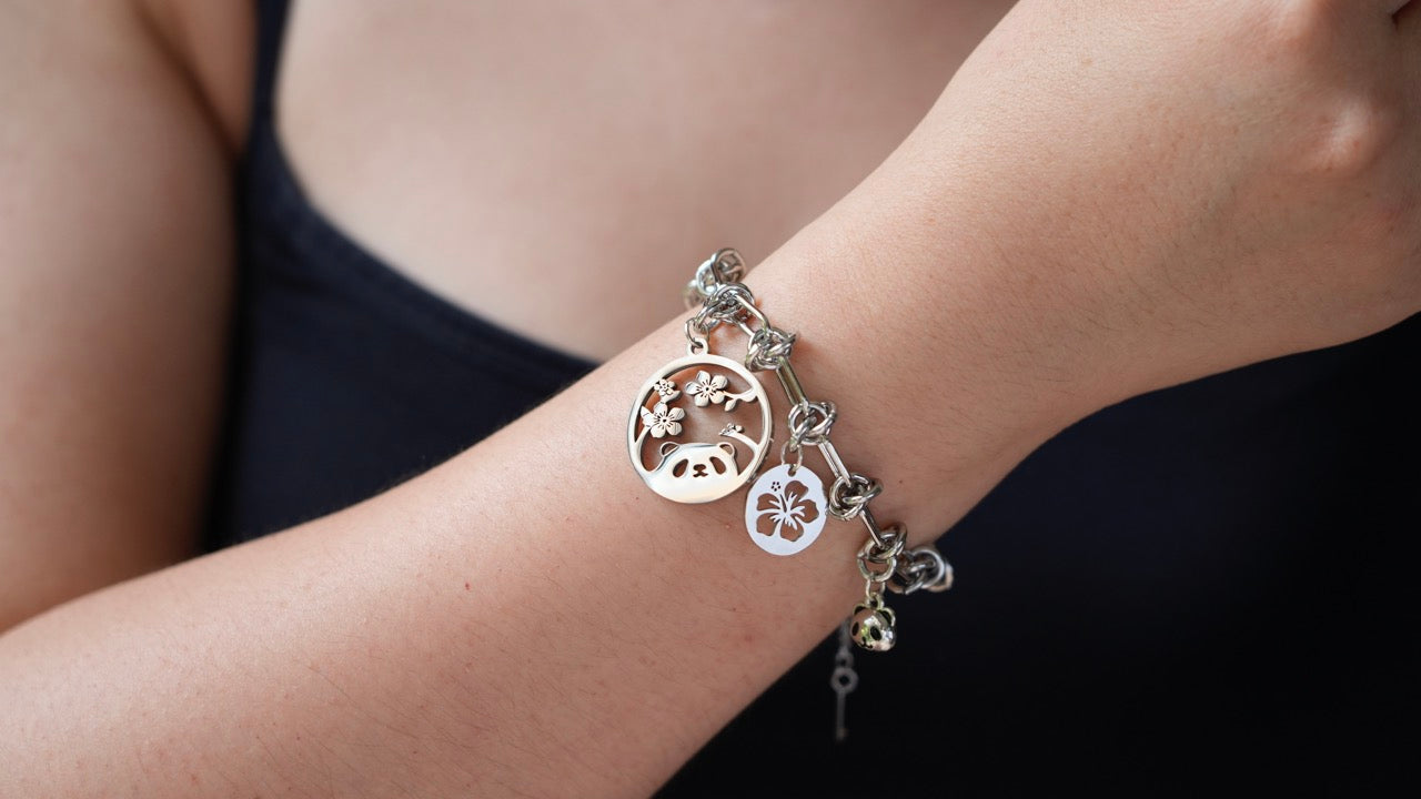 Lucky Sakura Cherry Blossom Panda Bracelet - Panda Design