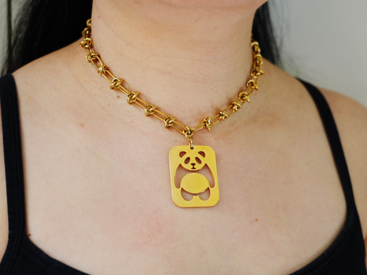 Swinging Panda Tag Necklace - Panda Design