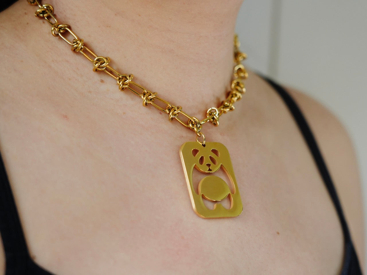 Swinging Panda Tag Necklace - Panda Design