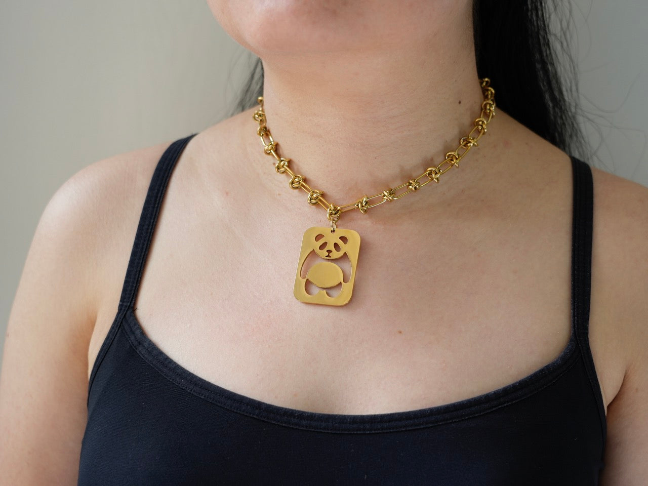 Swinging Panda Tag Necklace - Panda Design