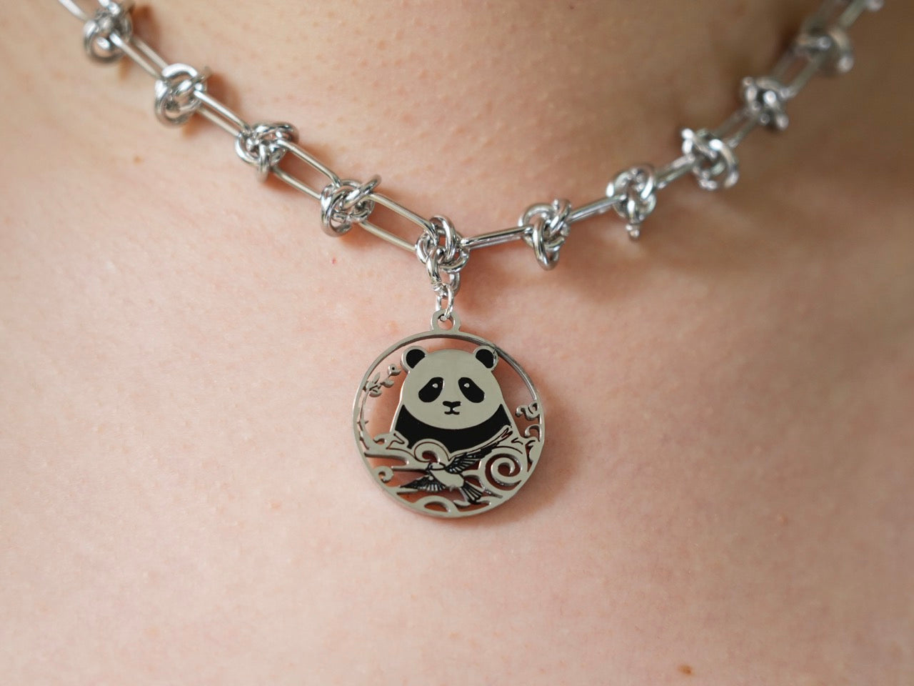 Panda & Celestial Bird Necklace - Panda Design