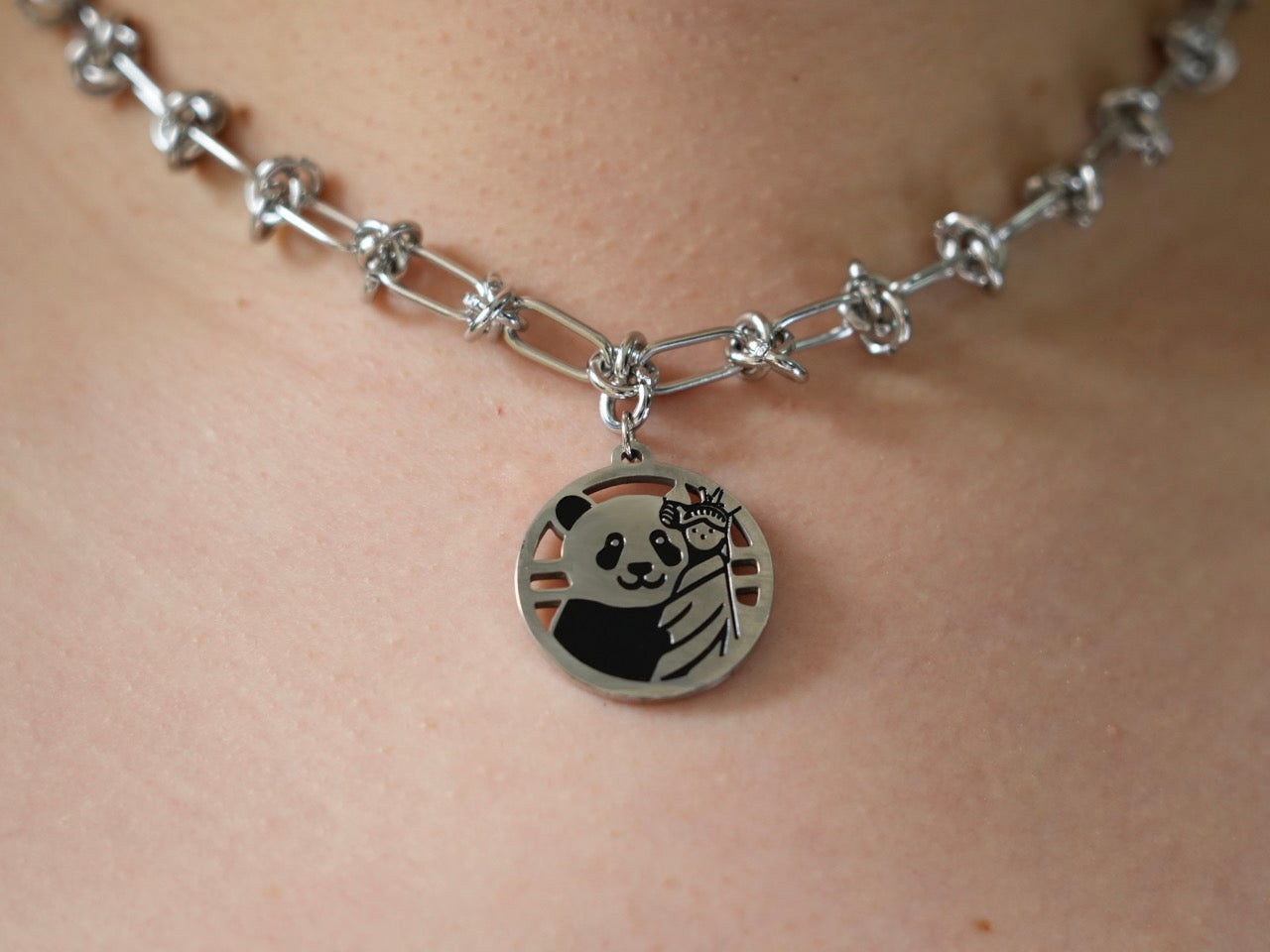 Panda & Statue of Liberty Necklace - Panda Design