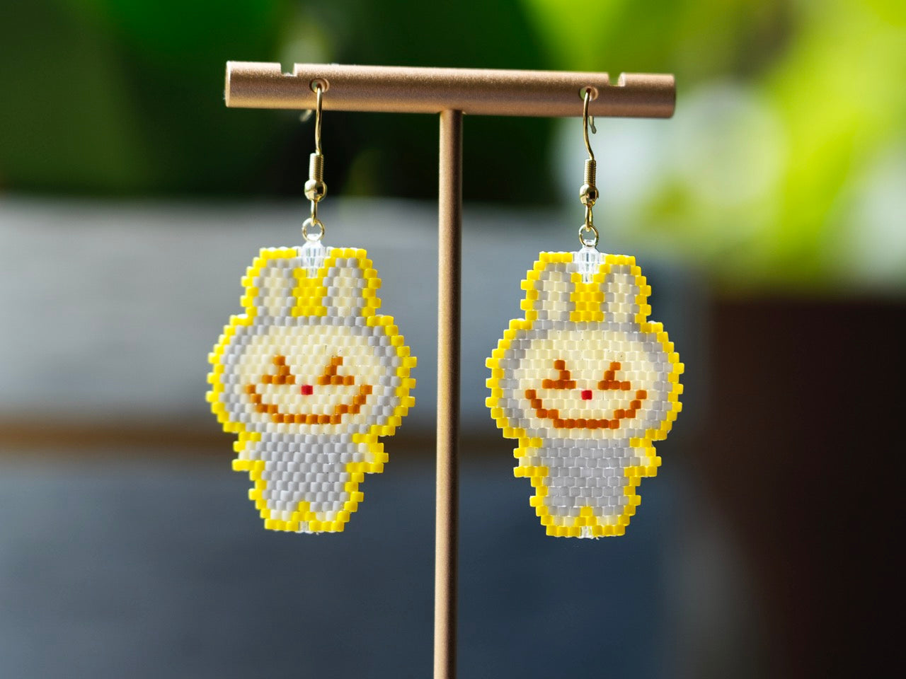 Handcrafted Bead Earrings-LAKU-Panda Earrings - Panda Design