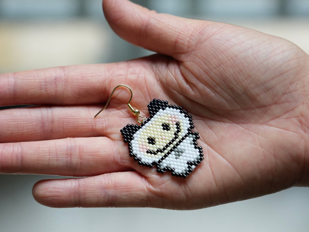 Handcrafted Bead Earrings-LAKU-Panda Earrings - Panda Design