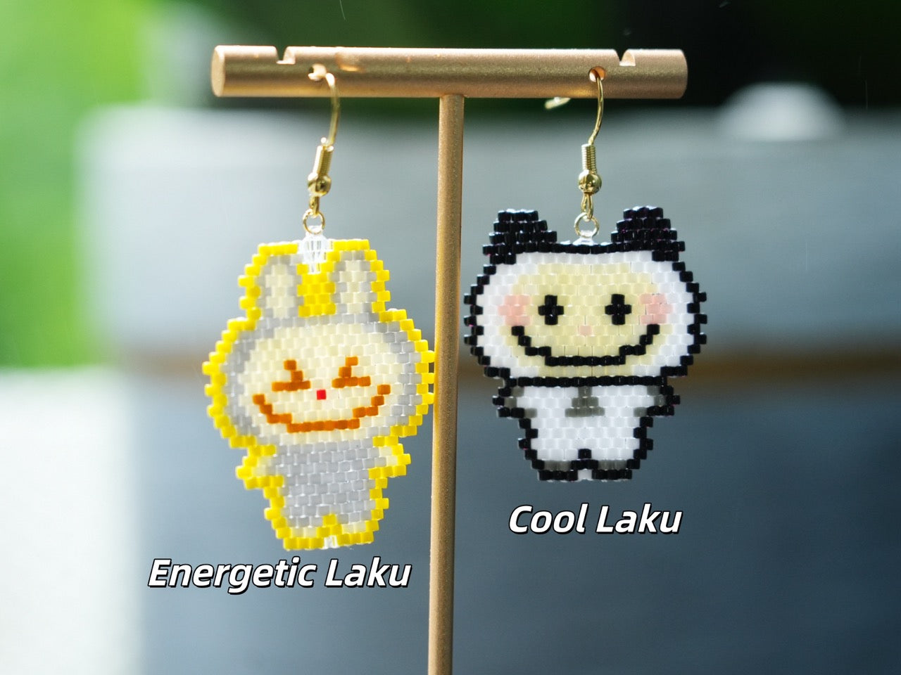 Handcrafted Bead Earrings-LAKU-Panda Earrings - Panda Design