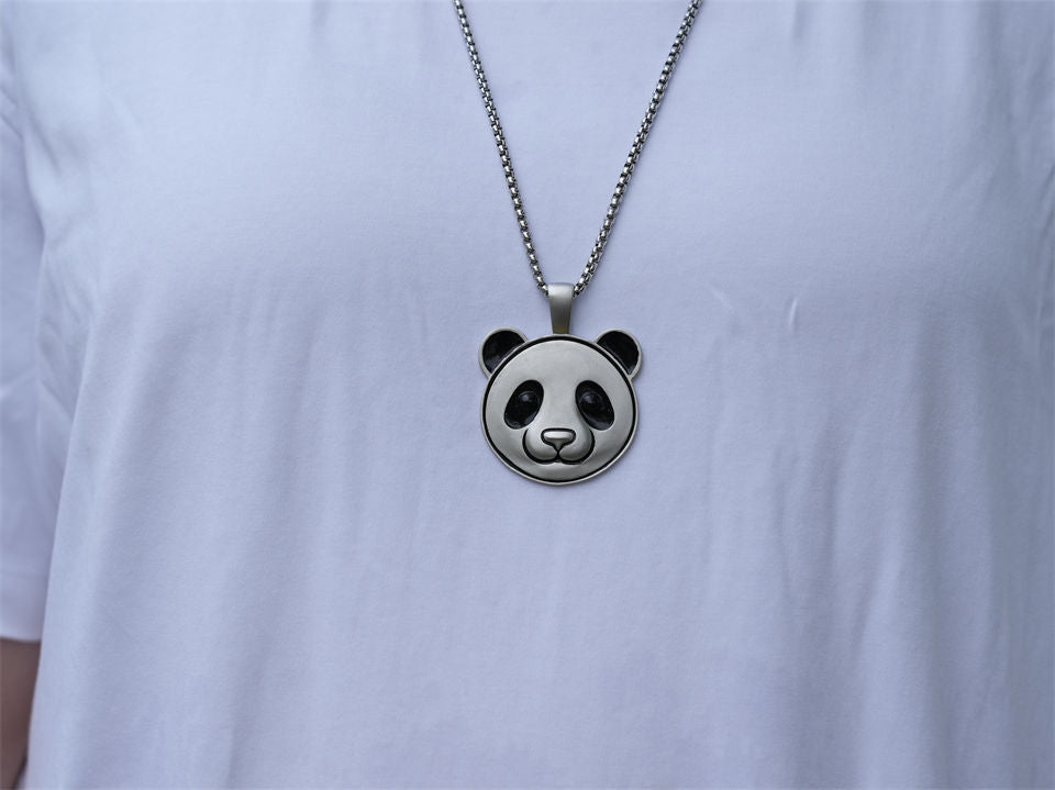 Embossed Panda Head Necklace-Panda Design