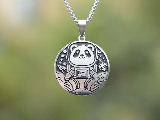 Panda Moon Landing Necklace-Panda Design