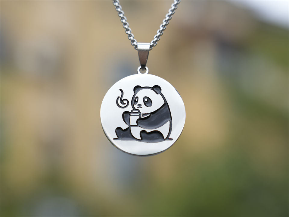 Enjoy Coffee Panda Man Necklace-Panda Design