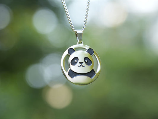 Stainless Steel Hollow Panda Driving Necklace-Panda Design