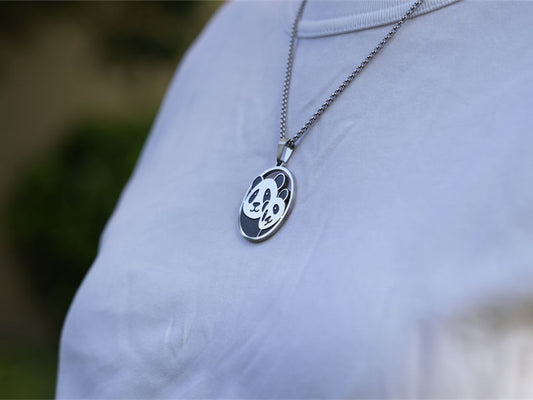 Hollow Panda Siblings Necklace-Panda Design