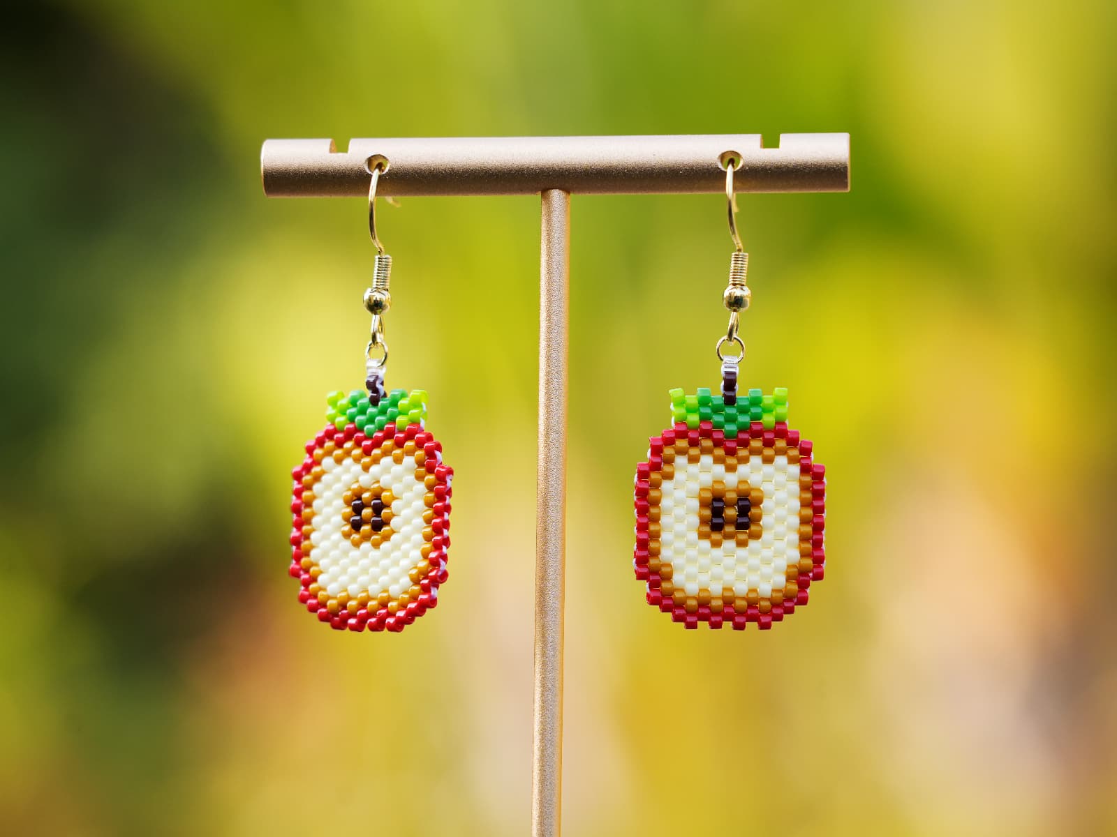 Handcrafted Bead Earrings-Pandas' Favorite Apple - Panda Design