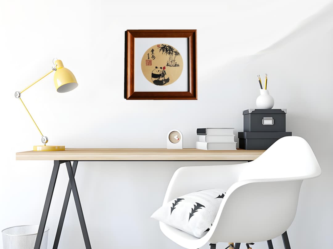 Panda & Blossom Zen Ink Art Print - Panda Design