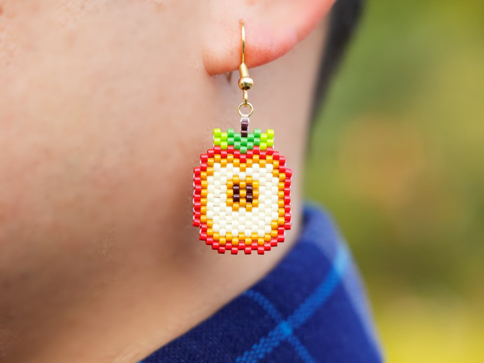 Handcrafted Bead Earrings-Pandas' Favorite Apple - Panda Design