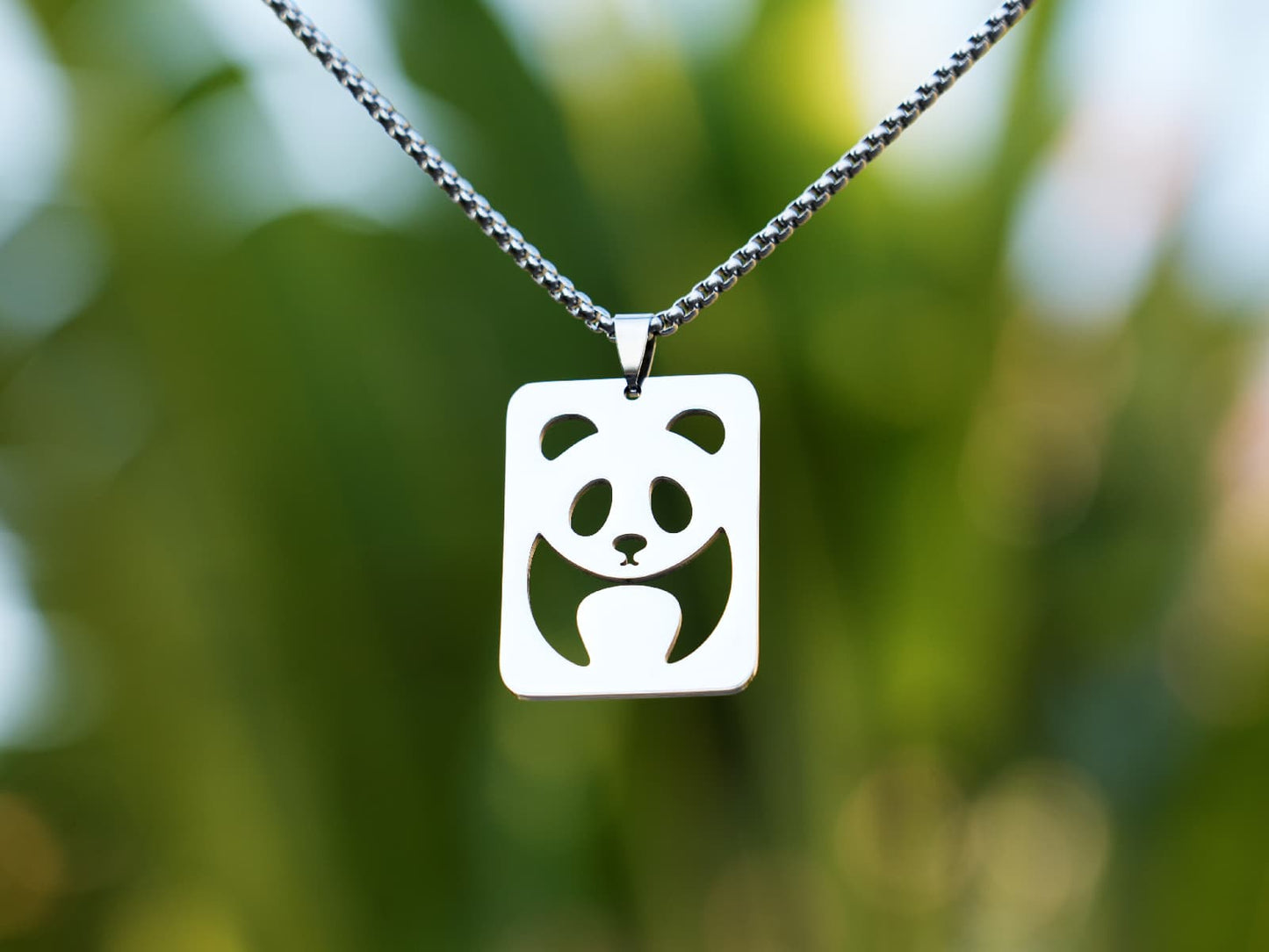 Hollow Running Panda Tag Necklace