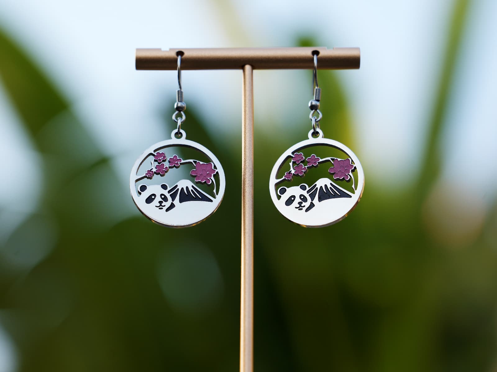 Mount Fuji Panda Earrings - Panda Design