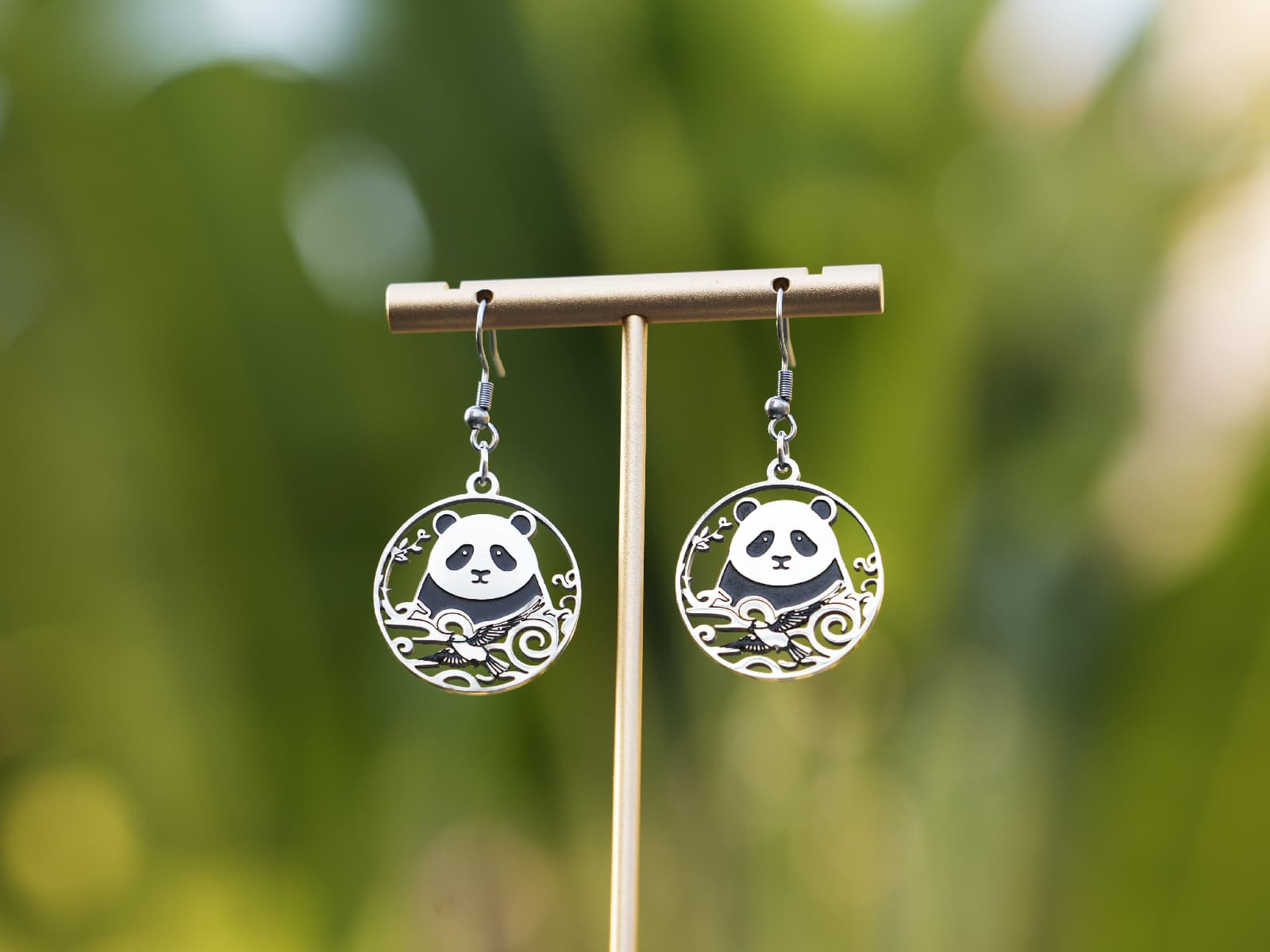 Panda & Celestial Bird Earrings - Panda Design