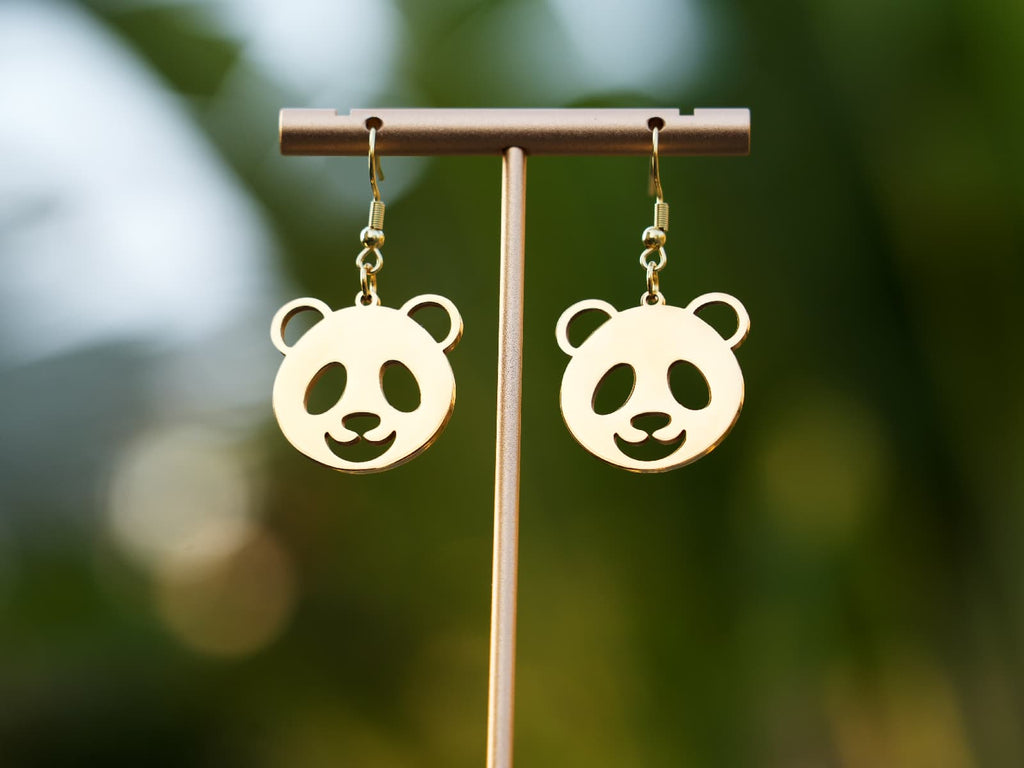Hollow Panda Earrings-Golden - Panda Design