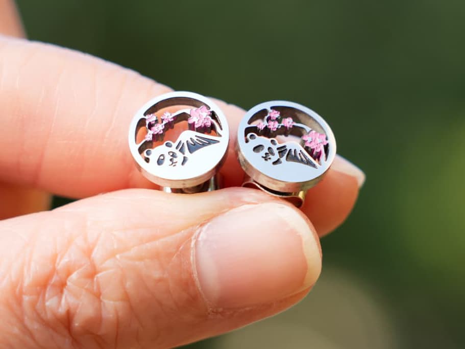 Mini Mount Fuji Panda Earrings - Panda Design