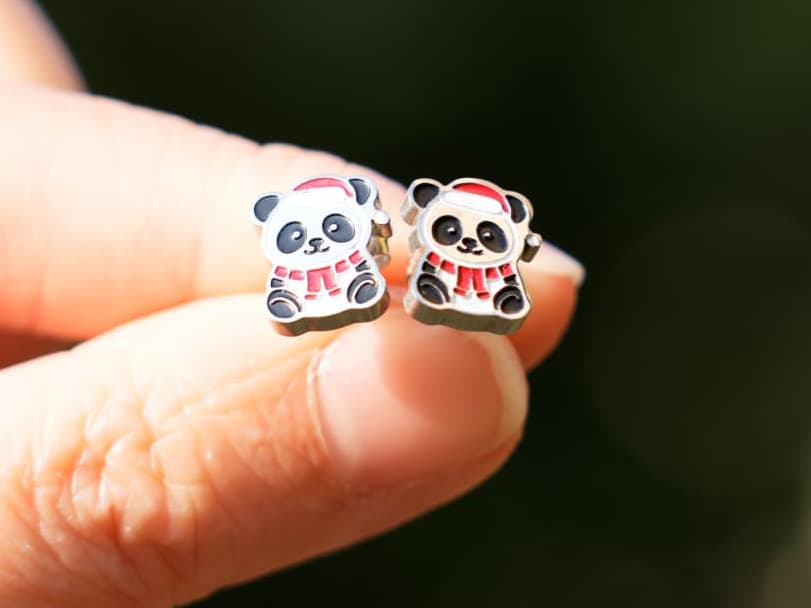 Mimi Christmas Panda Earrings - Panda Design