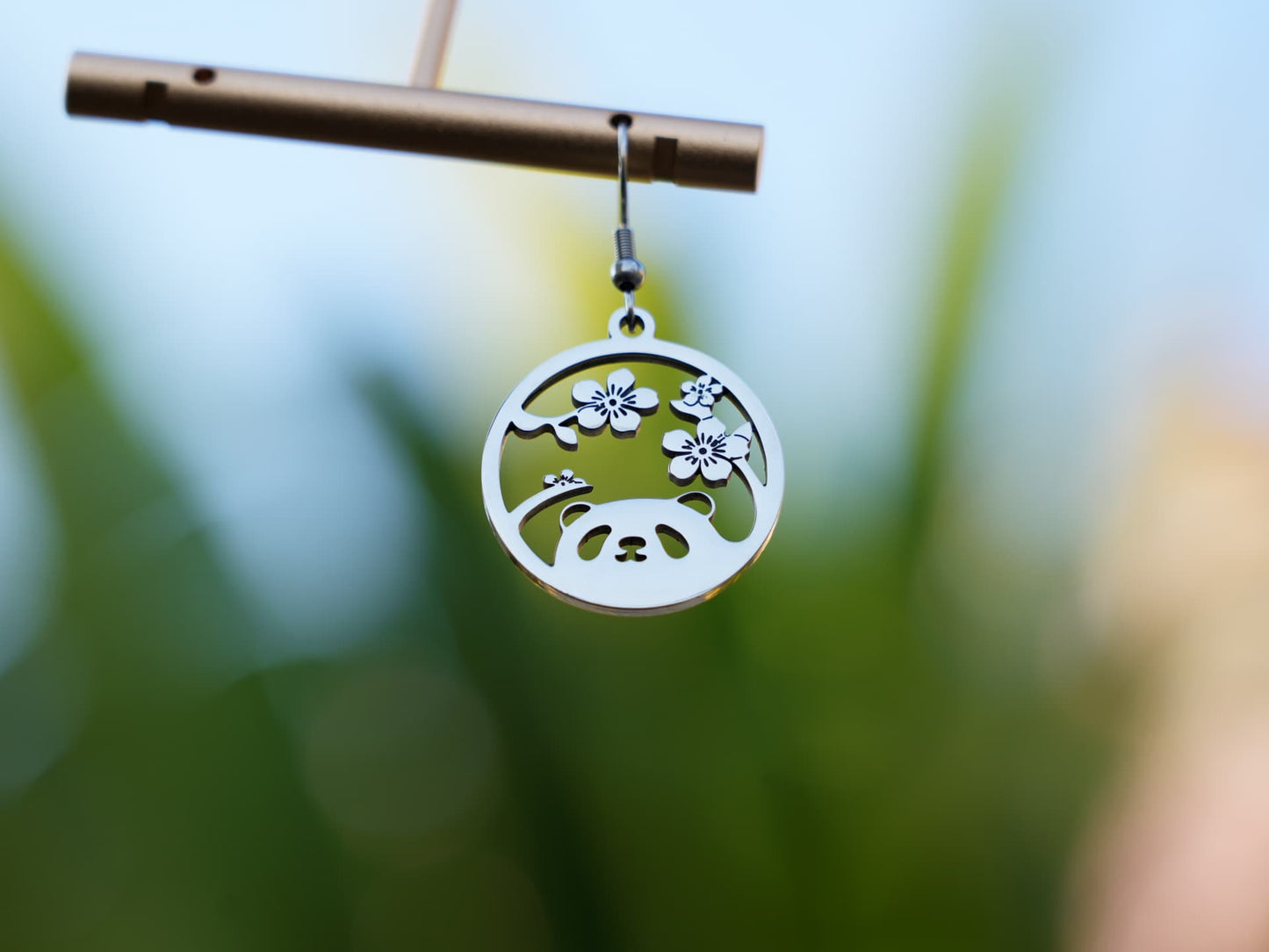 Hollow Sakura Panda Earring