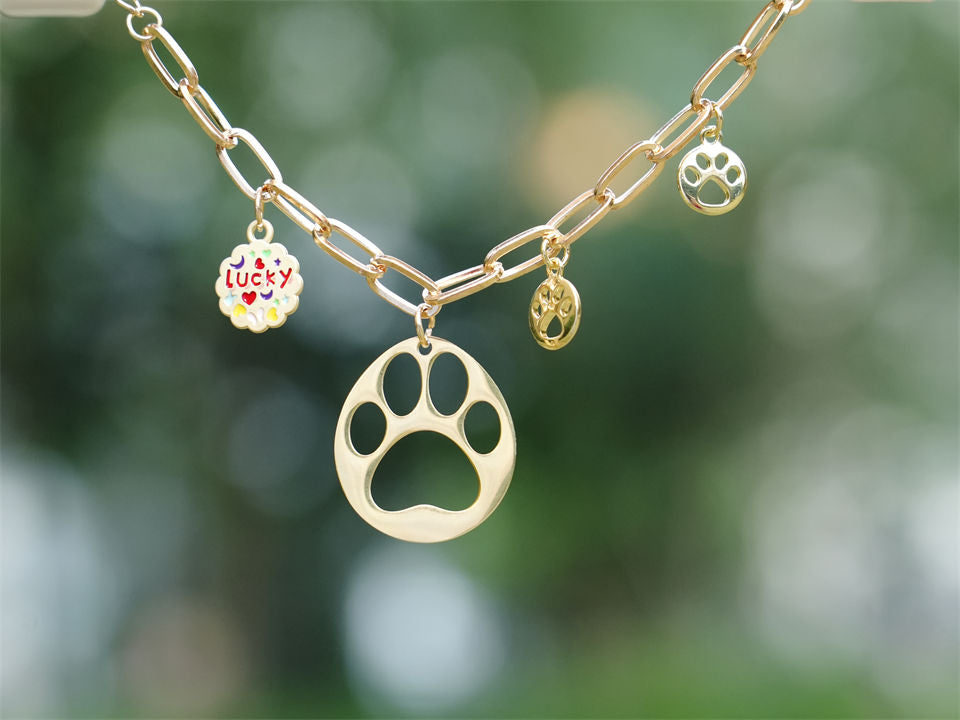 Lucky Panda Heart Paw Bracelet-Golden