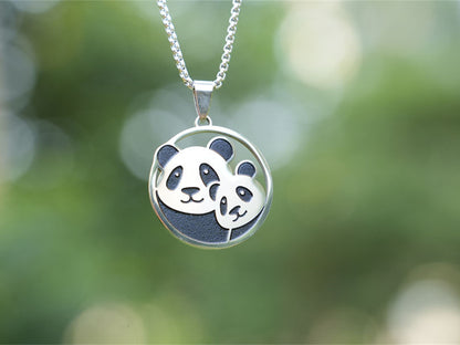 Hollow  Panda Siblings Necklace