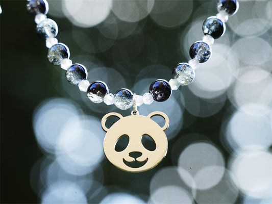 Handmade Beaded Panda Bracelet -Ink Mist and Rain