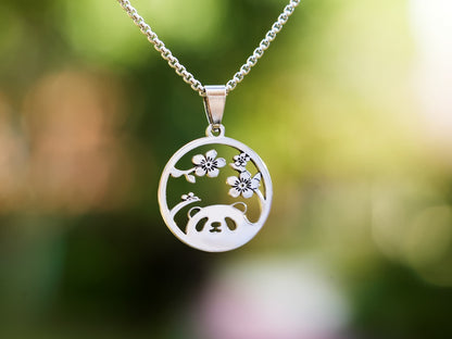 Hollow Sakura Panda Necklace