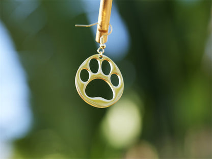 Hollow Panda Heart Paw Earring-Golden