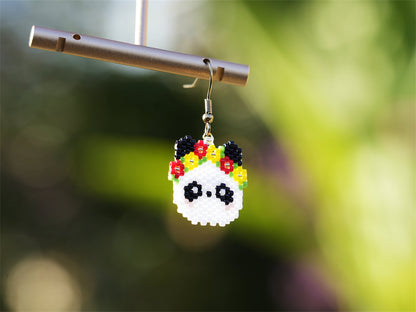 Handcrafted Bead Earring - Flower Crown Panda