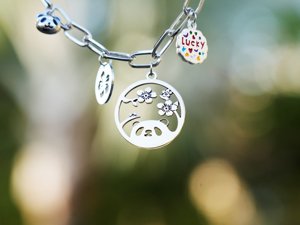 Lucky Cherry Blossom Panda Bracelet - Panda Design