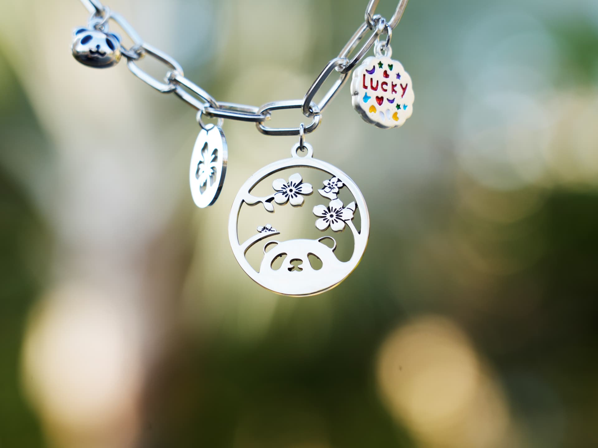 Lucky Cherry Blossom Panda Bracelet - Panda Design