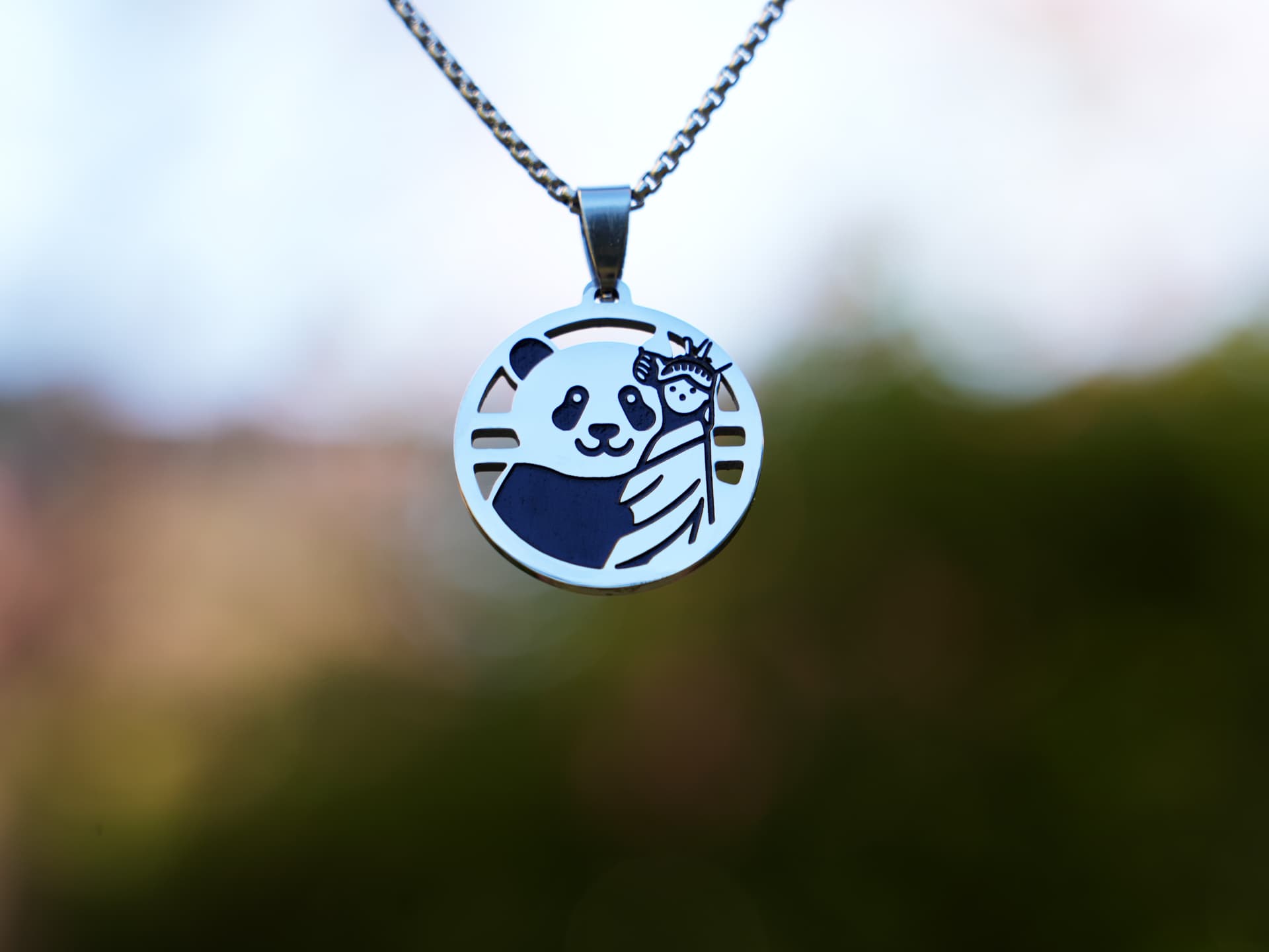 Panda & Statue of Liberty Necklace - Panda Design