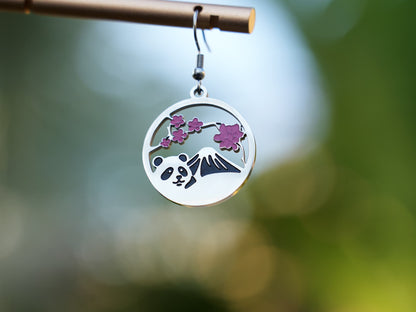 Hollow Fujiyama Panda Earring