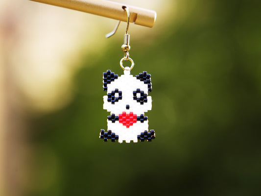 Handcrafted Bead Earring - Heart Panda Earring