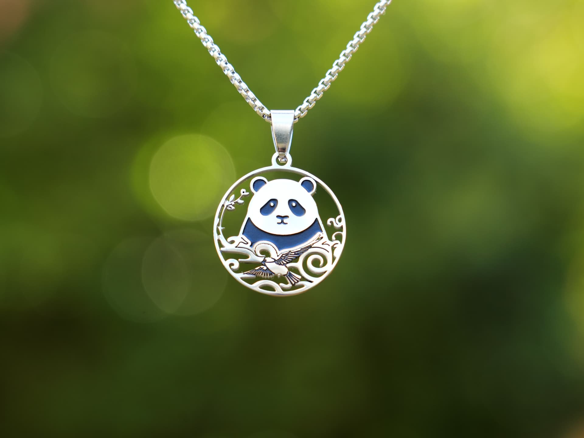 Panda & Celestial Bird Necklace - Panda Design