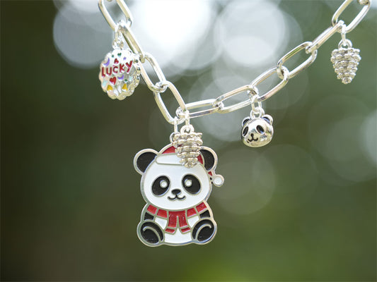 Lucky Panda Mother-and-Child Christmas Bracelet