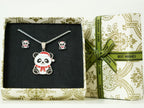 Christmas Panda Necklace and Earring Gift Set - Panda Design