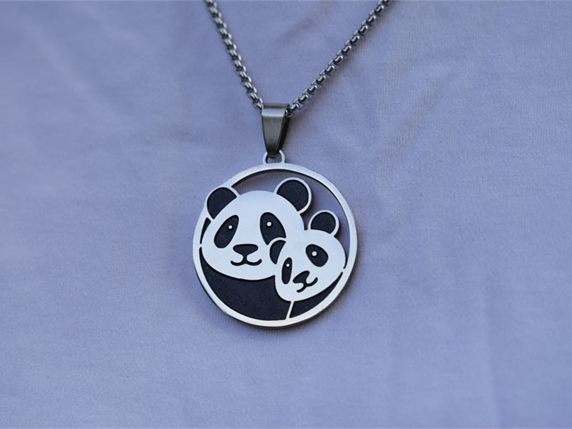 Hollow  Panda Siblings Necklace