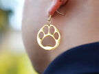 Hollow Panda Heart Paw Earrings-Golden - Panda Design