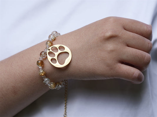 Handmade Beaded Panda Bracelet-Glinting Years-Golden - Panda Design