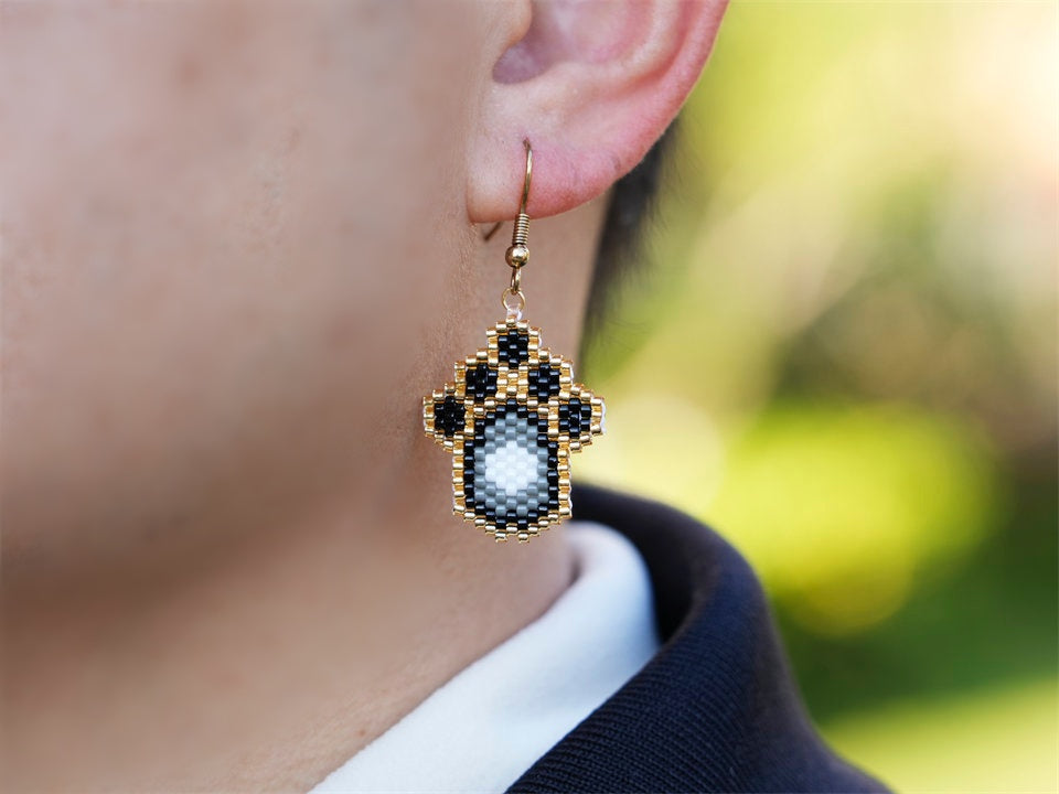 Handcrafted Bead Earrings - Panda Paw - Panda Design
