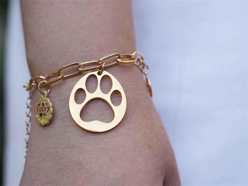 Lucky Panda Heart Paw Bracelet-Golden