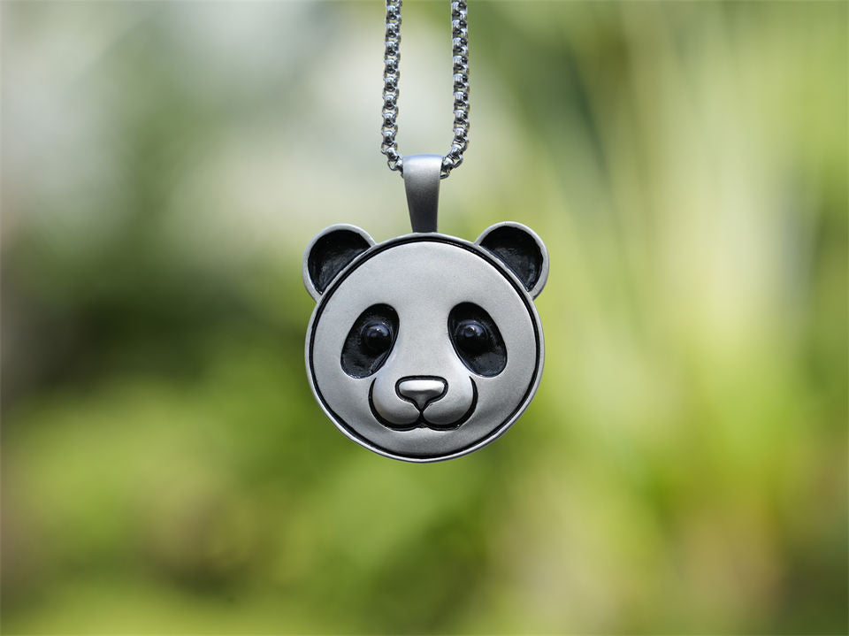 Embossed Panda Head Necklace - Panda Design