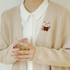 Embroidered Pins of a Full Body Cute Red Panda in a Hat - Panda Design