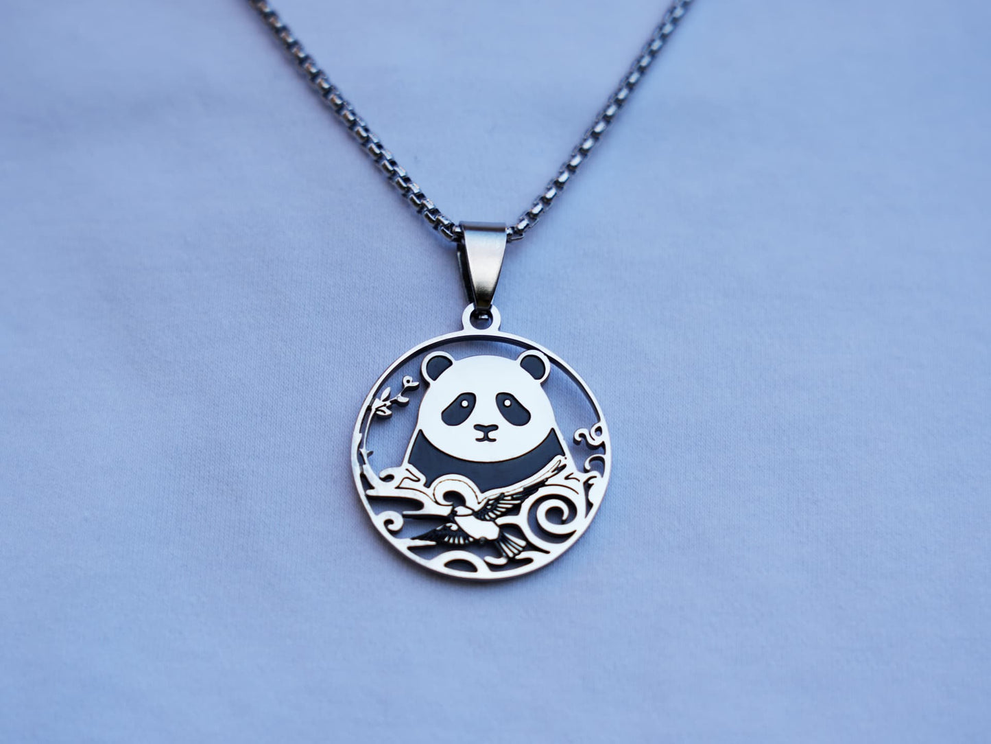 Hollow Panda and Celestial Bird Necklace