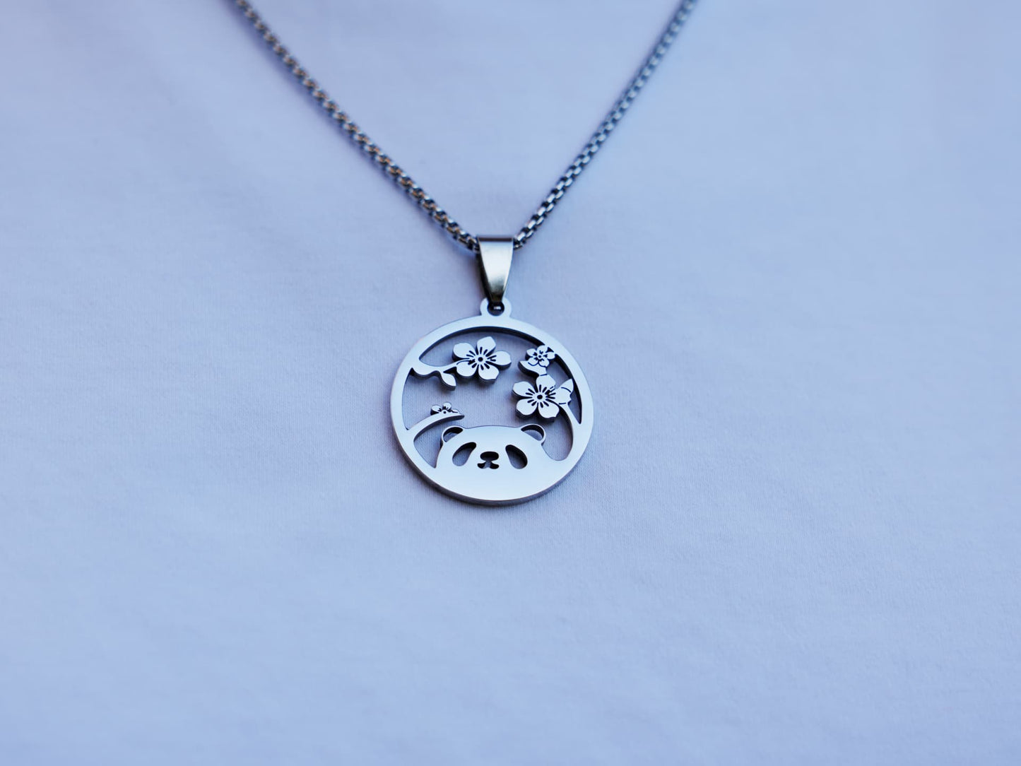 Hollow Sakura Panda Necklace