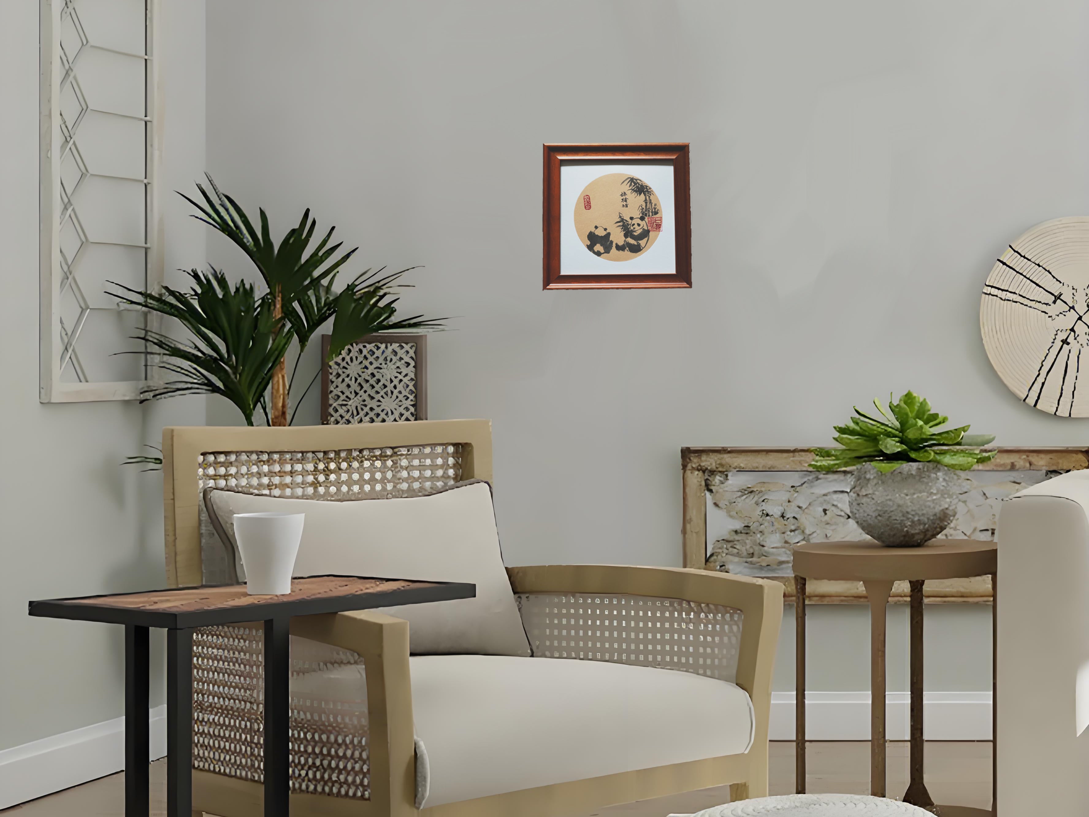 Zen Panda & Bamboo Ink Art Print - Panda Design