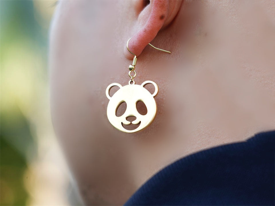 Hollow Panda Earrings-Golden - Panda Design